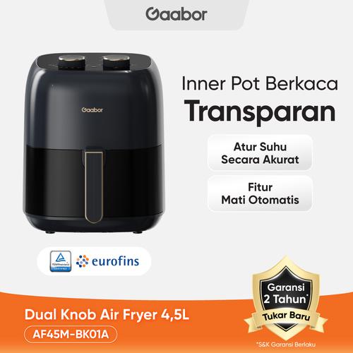Gaabor Air Fryer Low Watt 800W Kapasitas 4.5L Kaca Transparan