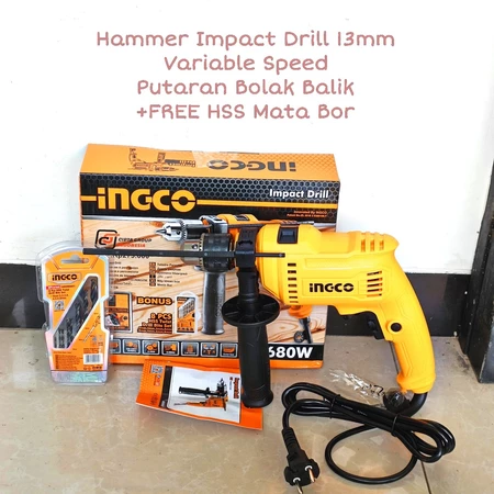 Mesin Bor 13mm Impact Drill ID6800CG INGCO Tangan Beton Tembok Listrik