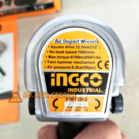 Air Impact Wrench 1/2" Inch INGCO AIW12562 Socket Buka Baut Angin Pneumatic