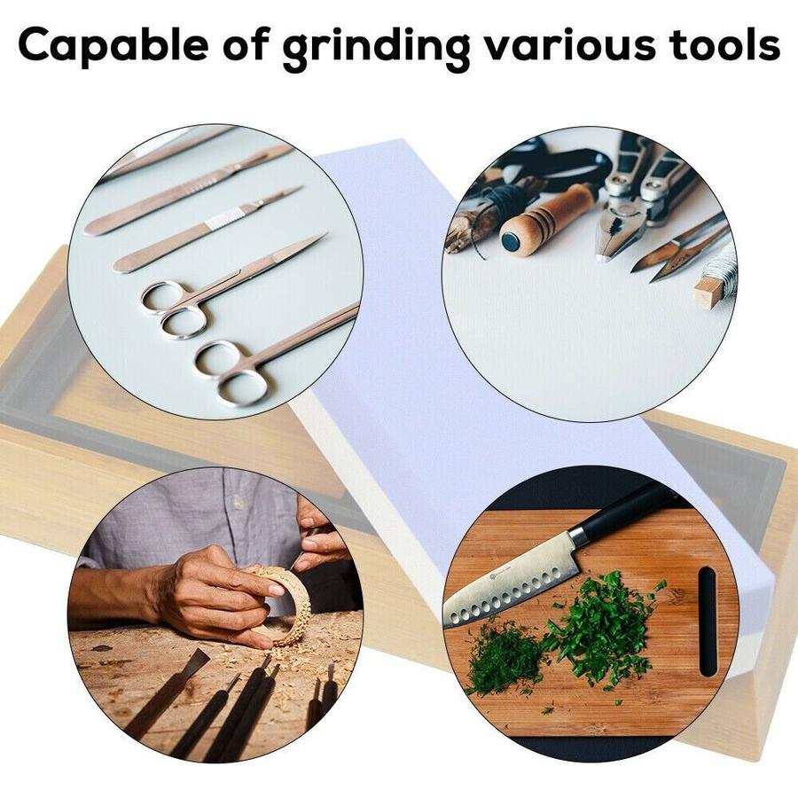 Batu Asah Grit 240 & 800 Batu Pengasah Asahan Pisau Golok Whetstone Knife Sharpener 18cm WKSS-03