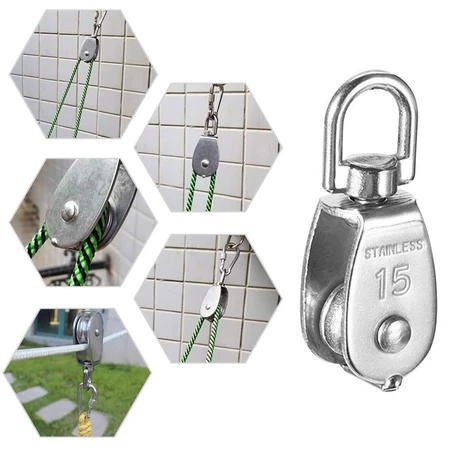 Katrol Kerekan Mini 35kg 8mm Single Swivel Pulley Stainless Steel M15