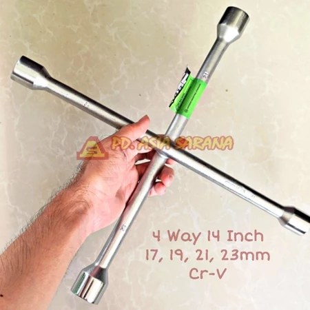 Kunci Roda Palang 17 x 19 x 21 x 23mm TEKIRO AU-WC1463 4 Way Cross Wrench Ban