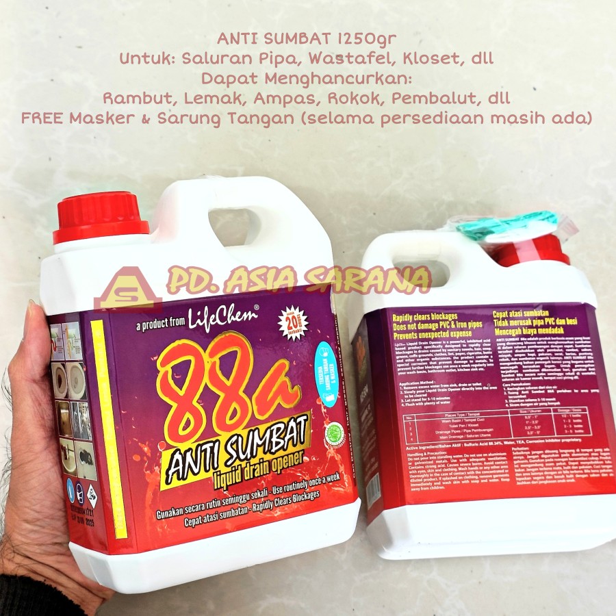 Cairan Anti Sumbat Pembersih Saluran Pipa Air Toilet Mampet WC 88A - 1250gr