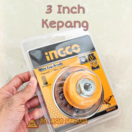 Sikat Mangkok Kepang Kawat 3" Inch INGCO WB20752 Twisted Cup Brush