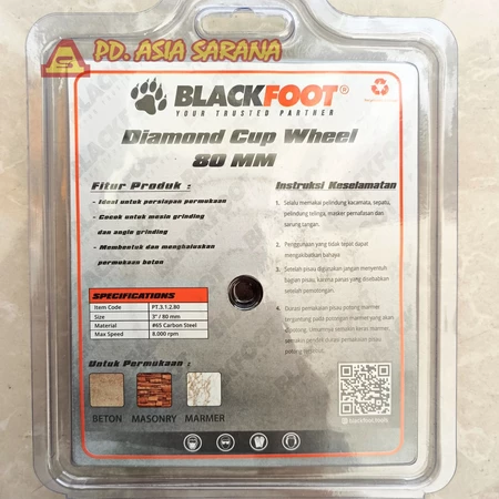 Diamond Cup Wheel 3" Inch BLACKFOOT Gerinda Poles Beton Tembok TURBO