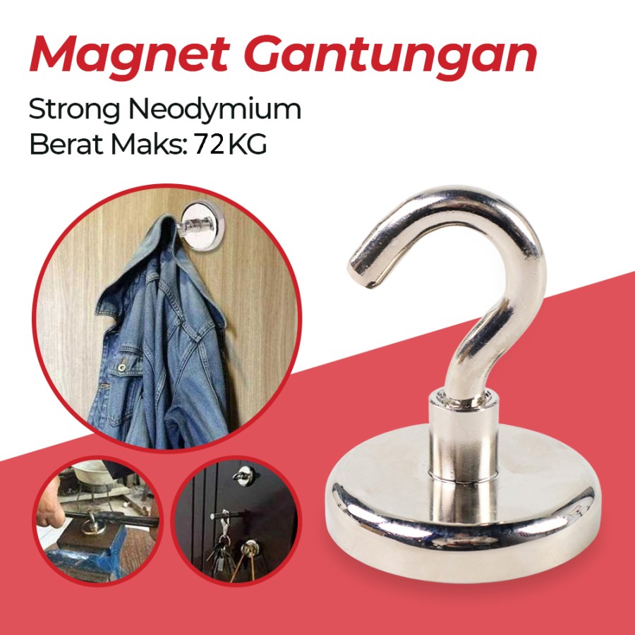 Magnet Hook Gantung 72kg Bulat Hanger Hanging Strong Neodymium Ring SNF42