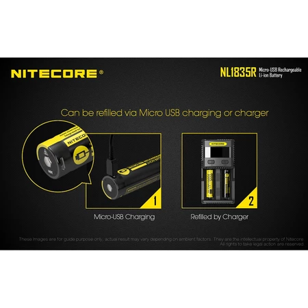 Baterai 18650 Li-ion 3500mAh 3.6V NITECORE NL1835R Recharge Micro USB