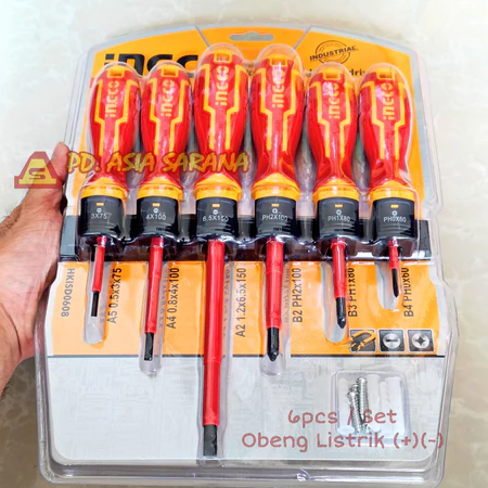 Obeng Listrik Isolator 6pcs Set INGCO HKISD0608 Insulated Screwdriver