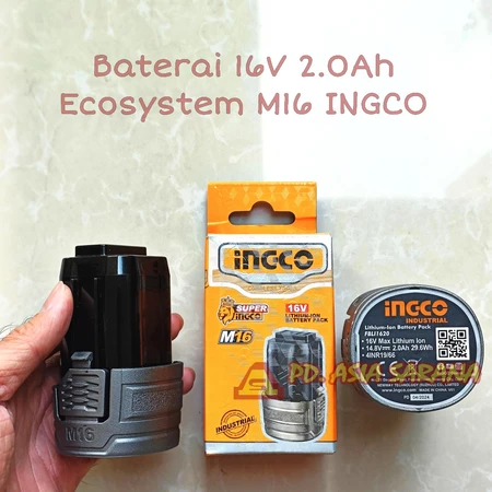 Cordless Battery 16V Lithium 2Ah INGCO FBLI1620 Baterai 2.0 Ah Share Volt M16