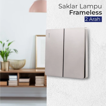 Saklar Lampu Frameless Double 2 Gang 2 Arah Luxury Panel Listrik KG-WZHT-2