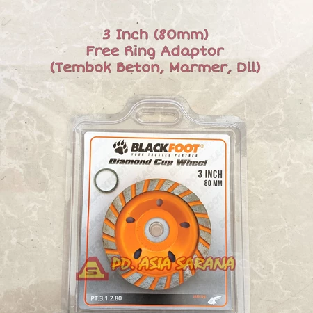Diamond Cup Wheel 3" Inch BLACKFOOT Gerinda Poles Beton Tembok TURBO