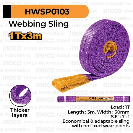 Webbing Sling 1T x 3M Ton Meter INGCO HWSP0103 Sabuk Lift Belt Tali Angkat