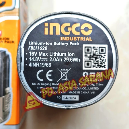Cordless Battery 16V Lithium 2Ah INGCO FBLI1620 Baterai 2.0 Ah Share Volt M16