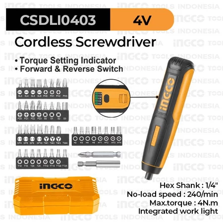 Mesin Bor Cordless Screwdriver 4v INGCO CSDLI0403 Obeng Listrik Mini