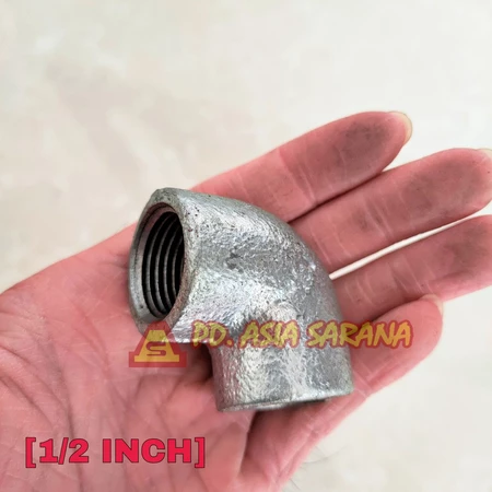 [1/2 Inch] Elbow Keni Pipa Besi Galvanis SNI Sambungan Drat Dalam 1/2"