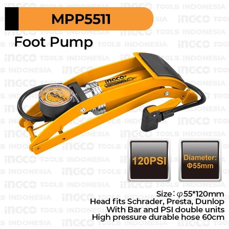 Pompa Angin Injak Kaki Ban Sepeda Motor Mobil INGCO MPP5511 Foot Pump