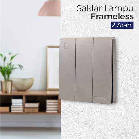 Saklar Lampu Frameless Triple 3 Gang 2 Arah Luxury Panel Listrik KG-WZHT-2