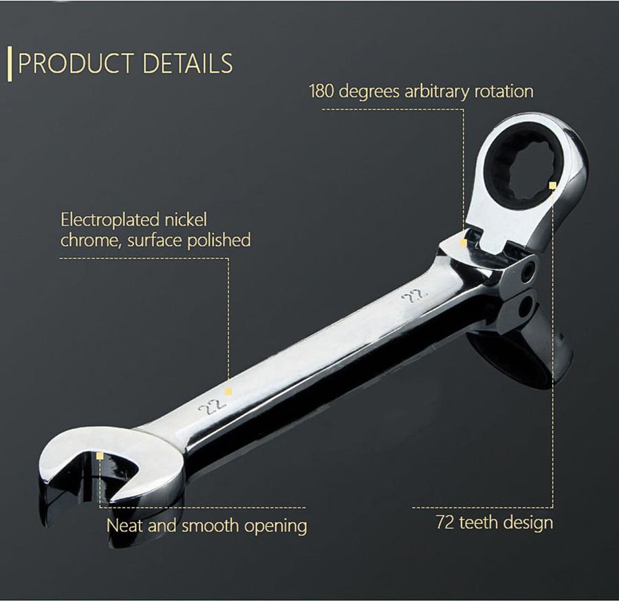 [13mm] Kunci Ring Pas Ratchet Flexible Gear Wrench Combination Dual CL8
