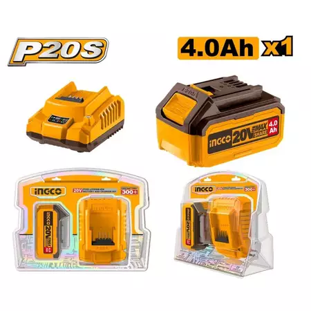 PAKET Baterai 4.0Ah 20V + Fast Charger 2A INGCO FBCPK1214 4AH P20S