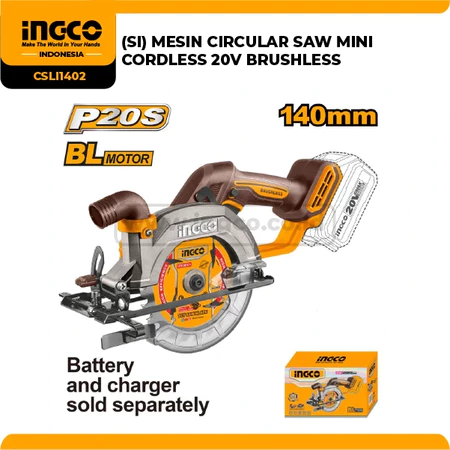 Cordless Mini Circular 5 1/2” Inch Brushless INGCO CSLI1402 Saw P20S