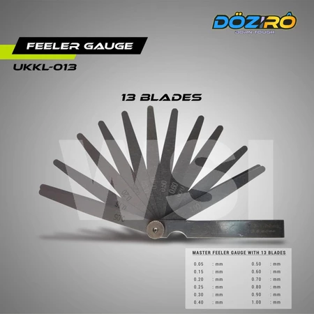 Feeler Gauge 13pcs 0.05-1mm Doziro / Ukuran Puller Stel Fuller Klep