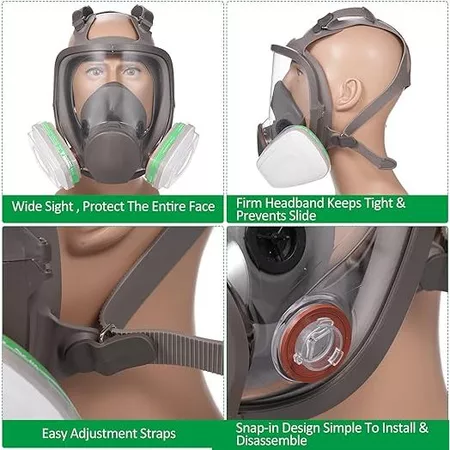 Masker Full Face Respirator Gas Cat Amonia Acid Lab Reuseable 6004CN 6800 No.4