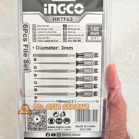 Kikir Kecil 6pcs Set 140mm INGCO HKTF63 Mini File Ukir Kayu Besi