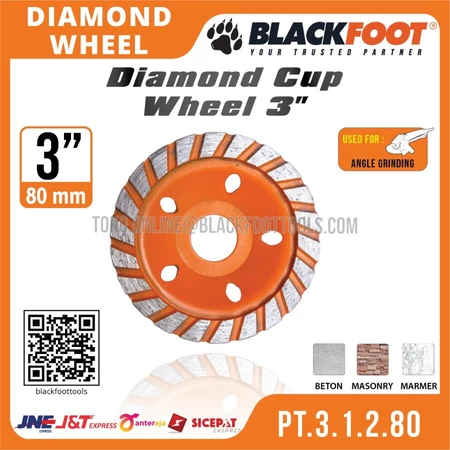 Diamond Cup Wheel 3" Inch BLACKFOOT Gerinda Poles Beton Tembok TURBO