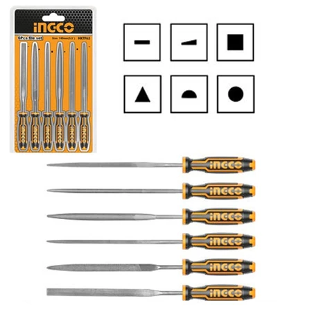 Kikir Kecil 6pcs Set 140mm INGCO HKTF63 Mini File Ukir Kayu Besi