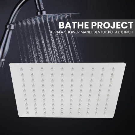 Kepala Shower Mandi 8" Inch Kotak Gantung Stainless Steel Water MK-701