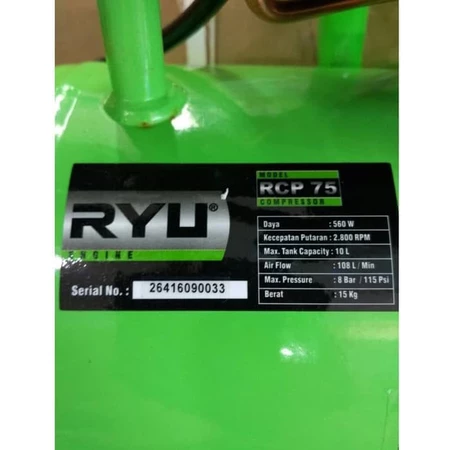 Mesin Kompresor 3/4 HP 10 Liter RCP 75 RYU / Air Compressor 0.75 HP