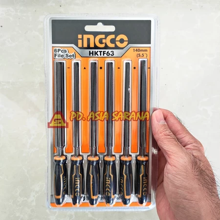 Kikir Kecil 6pcs Set 140mm INGCO HKTF63 Mini File Ukir Kayu Besi
