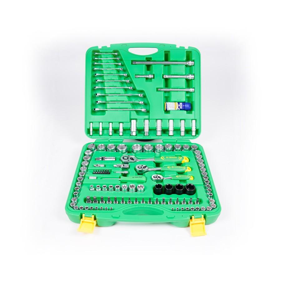 Toolkit Socket Set 120pcs Set 1/4" + 3/8" + 1/2" Inch TEKIRO SC-SE1384 Mata Sok Ratchet Obeng Kunci 12 PT