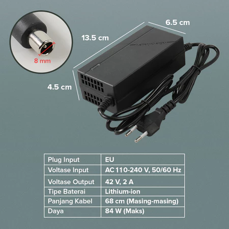 Charger Baterai 42V 2A Sepeda Skuter Listrik Cas Adaptor Plug 36V2A