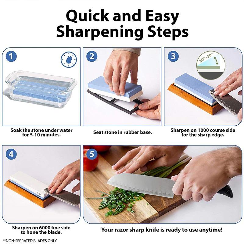 Batu Asah Grit 1000 & 3000 Batu Pengasah Asahan Pisau Golok Whetstone Knife Sharpener 18cm WKSS-02