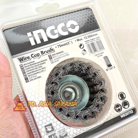 Sikat Mangkok Kepang Kawat 3" Inch INGCO WB20752 Twisted Cup Brush