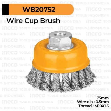 Sikat Mangkok Kepang Kawat 3" Inch INGCO WB20752 Twisted Cup Brush