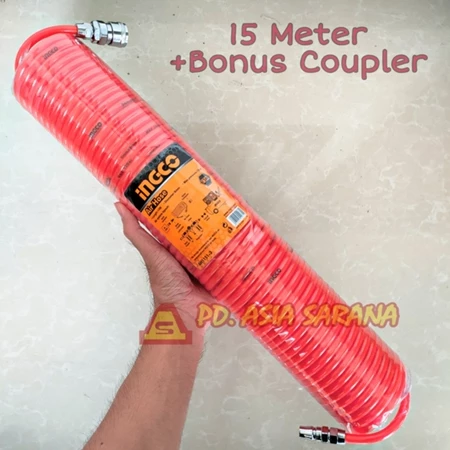 Selang Angin Kompresor 15 Meter Spiral INGCO AH1151-3 Air Recoil Hose