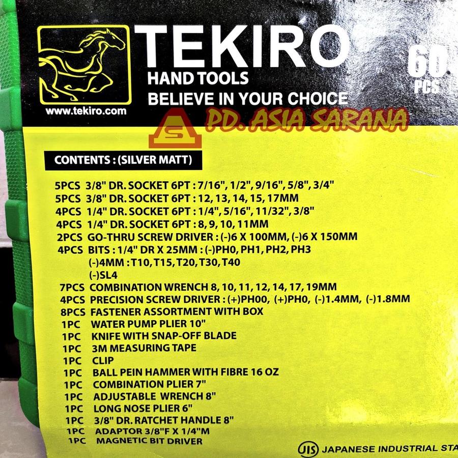 Toolkit Socket Set 60pcs Set TEKIRO SC-MT0626 Mata Sok Ratchet Meteran Obeng Tang Kunci Mekanik