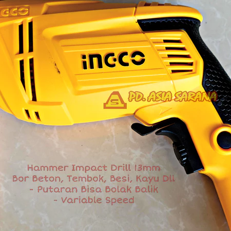 Mesin Bor Beton 13mm INGCO ID7508 Hammer Impact Drill Kayu Besi Tembok