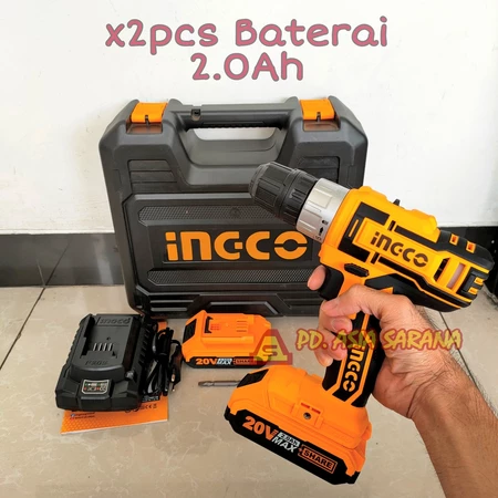 ECO Cordless Drill 10mm Set INGCO CDLI200215 Mesin Bor Kayu Besi P20S