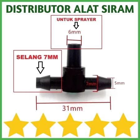 Tee Konektor Nepel Misting Nozzle Fogger 4/7mm Sambungan Head Selang