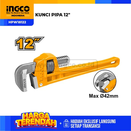 Kunci Pipa 12" Inch INGCO HPW18122 Heavy Duty Besi Pipe Wrench Ledeng
