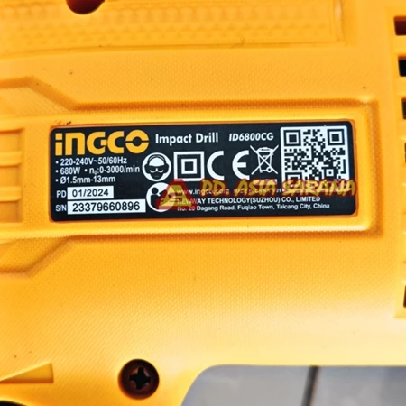 Mesin Bor 13mm Impact Drill ID6800CG INGCO Tangan Beton Tembok Listrik