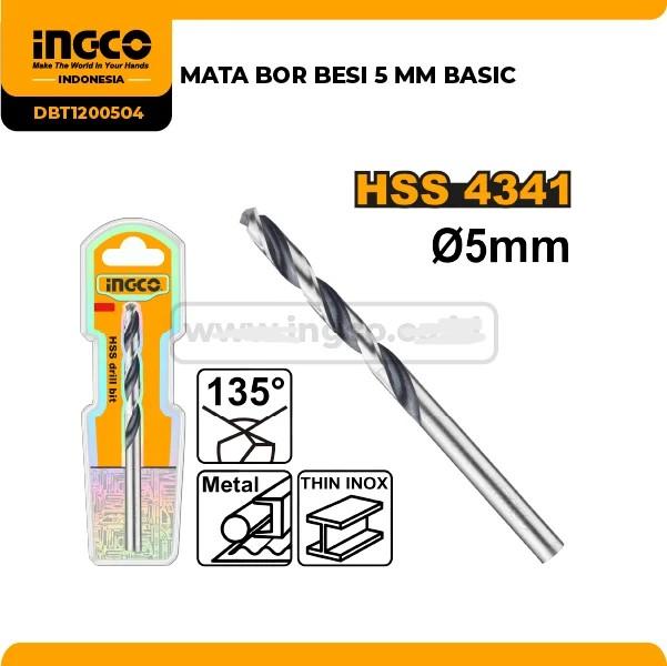 HSS 5mm Mata Bor Besi Steel Drill Bit INGCO DBT1200504 Metal 5 mm Aluminium 4341