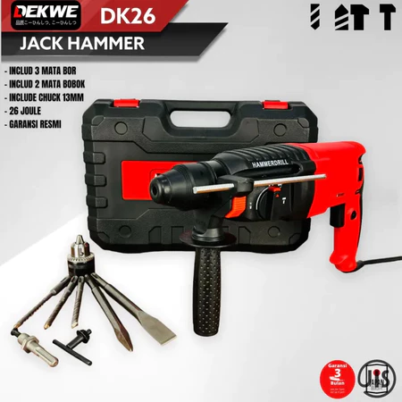 Mesin Bor Rotary Hammer Drill 26mm Set DEKWE DK26 Bobok Tembok Beton