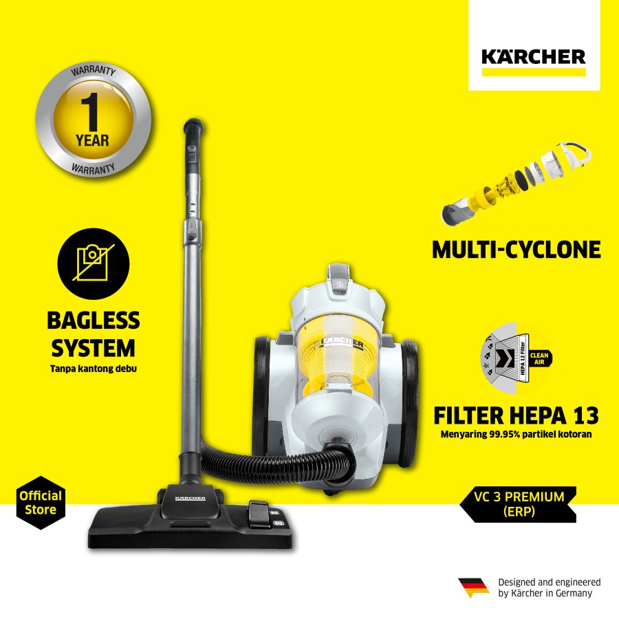 Karcher VC 3 Premium (ERP) *KAP 700 Watt Vacuum Cleaner Dry (white)