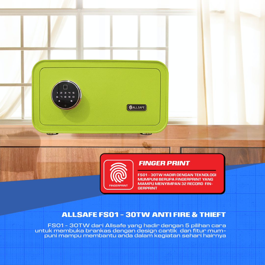 PROMO Brankas Mini fingerprint ALLSAFE AS-ES 23 TOUCH - Green