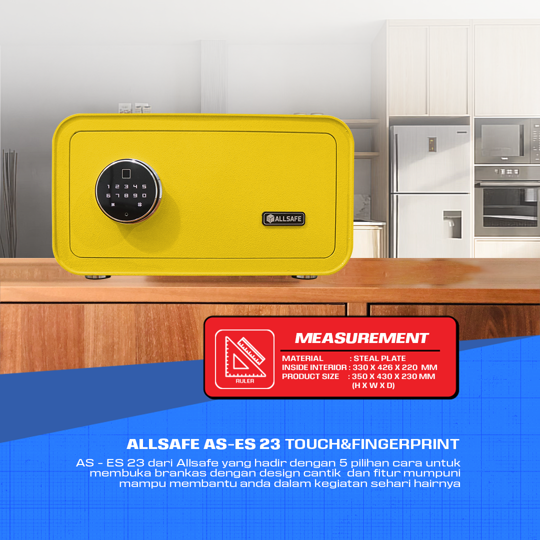 Brankas MINI ALLSAFE AS-ES 23 TOUCH & Fingerprint- Yellow
