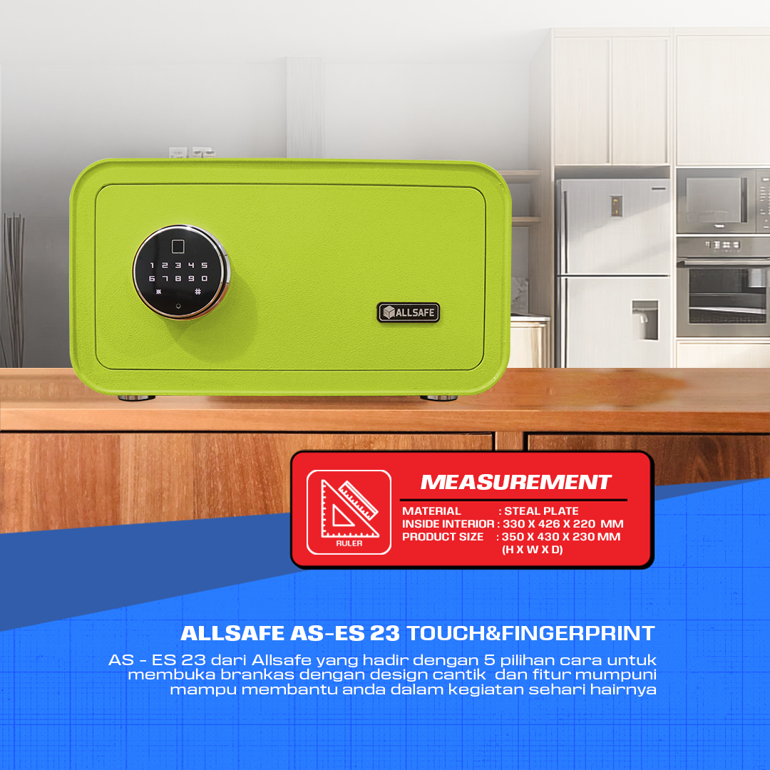 PROMO Brankas Mini fingerprint ALLSAFE AS-ES 23 TOUCH - Green